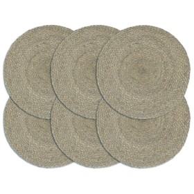 Manteles individuales redondos 6 uds yute gris liso 38 cm de , Manteles individuales - Ref: Foro24-133839, Precio: 34,82 €, D...