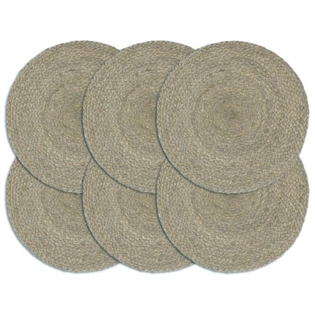 Manteles individuales redondos 6 uds yute gris liso 38 cm de , Manteles individuales - Ref: Foro24-133839, Precio: 34,82 €, D...