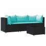 Juego de jardín con cojines 4 piezas ratán sintético negro by , Outdoor sofas - Ref: Foro24-319799, Price: 221,42 €, Discount: %