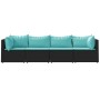 Juego de jardín con cojines 4 piezas ratán sintético negro von , Outdoor-Sofas - Ref: Foro24-319800, Preis: 283,75 €, Rabatt: %