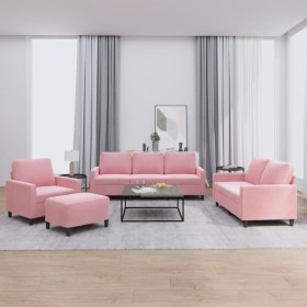 Juego de sofás con cojines 4 piezas terciopelo rosa by , Sofas - Ref: Foro24-3201489, Price: 749,79 €, Discount: %