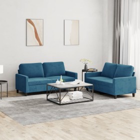 Juego de sofás con cojines 2 piezas terciopelo azul de , Sofás - Ref: Foro24-3201505, Precio: 470,35 €