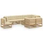 Juego de muebles de jardín 10 pzas y cojines madera maciza pino de vidaXL, Conjuntos de jardín - Ref: Foro24-3076732, Precio:...