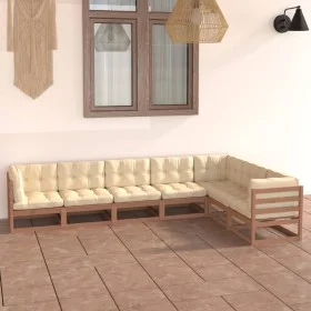 Gartenmöbel-Set 7-tlg. Kissen aus honigbraunem Kiefernholz von vidaXL, Gartensets - Ref: Foro24-3076797, Preis: 750,78 €, Rab...