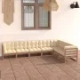 Set de muebles de jardín 7 pzs cojines madera pino marrón miel de vidaXL, Conjuntos de jardín - Ref: Foro24-3076797, Precio: ...