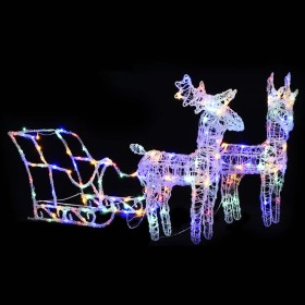 Reno y trineo adorno navideño 160 LEDs acrílico 130 cm by , Christmas lights - Ref: Foro24-328522, Price: 95,67 €, Discount: %