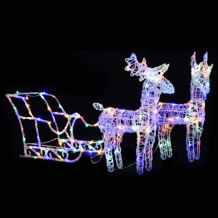 Reno y trineo adorno navideño 160 LEDs acrílico 130 cm by , Christmas lights - Ref: Foro24-328522, Price: 95,67 €, Discount: %