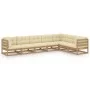 Set de muebles de jardín 7 pzs cojines madera pino marrón miel de vidaXL, Conjuntos de jardín - Ref: Foro24-3076797, Precio: ...