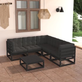 Garden furniture set 6 pieces and cushions solid pine wood by vidaXL, Garden sets - Ref: Foro24-3076783, Price: 650,64 €, Dis...