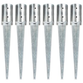 Picas de tierra 6 unidades acero galvanizado plateado 8x61 cm von , Spikes zur Verankerung im Boden - Ref: Foro24-145430, Pre...