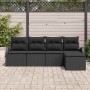 Conjunto de sofá de jardín con cojín 5 pcs Negro Poliratán