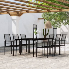 Juego de comedor de jardín 7 piezas negro de , Conjuntos de jardín - Ref: Foro24-3099207, Precio: 482,87 €, Descuento: %