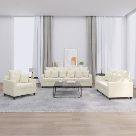 Juego de sofás con cojines 3 piezas terciopelo crema von , Sofas - Ref: Foro24-3201688, Preis: 701,42 €, Rabatt: -5%%