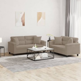 Juego de sofás con cojines 2 piezas tela microfibra gris taupe von , Sofas - Ref: Foro24-3202326, Preis: 538,01 €, Rabatt: -5%%