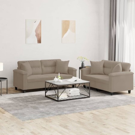 Juego de sofás con cojines 2 piezas tela microfibra gris taupe de , Sofás - Ref: Foro24-3202326, Precio: 538,58 €, Descuento: %