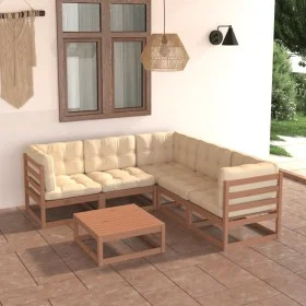 6-piece garden furniture set with solid pine wood cushions by vidaXL, Garden sets - Ref: Foro24-3076782, Price: 542,53 €, Dis...