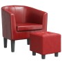 Sillón diseño de cubo con reposapiés cuero sintético rojo tinto by , Armchairs - Ref: Foro24-356495, Price: 166,48 €, Discoun...