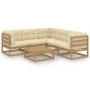 Juego de muebles de jardín 6 pzas y cojines madera maciza pino de vidaXL, Conjuntos de jardín - Ref: Foro24-3076782, Precio: ...