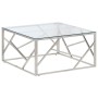 Mesa de centro plateada acero inoxidable y vidrio templado de , Mesas de centro - Ref: Foro24-349945, Precio: 180,16 €, Descu...