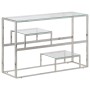 Mesa consola acero inoxidable plateado y vidrio templado de , Mesas consola - Ref: Foro24-350001, Precio: 205,58 €, Descuento: %
