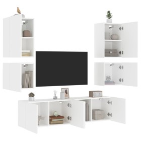 Muebles de TV de pared 6 piezas madera de