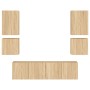 Muebles de TV de pared 6 pzas madera de ingeniería roble Sonoma