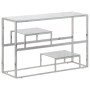 Mesa consola acero inoxidable plateado y vidrio templado de , Mesas consola - Ref: Foro24-350003, Precio: 195,75 €, Descuento: %