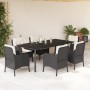 Set de comedor de jardín 7 pzas y cojines ratán sintético negro by , Garden sets - Ref: Foro24-3211918, Price: 825,00 €, Disc...
