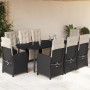 Set de comedor de jardín 9 pzas y cojines ratán sintético negro de , Conjuntos de jardín - Ref: Foro24-3212527, Precio: 1,00 €