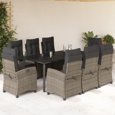 Set comedor jardín 9 pzas y cojines ratán sintético gris by , Garden sets - Ref: Foro24-3212801, Price: 1,00 €, Discount: %