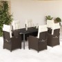 Set comedor de jardín 7 pzas con cojines ratán sintético marrón von , Gartensets - Ref: Foro24-3212779, Preis: 1,00 €, Rabatt...