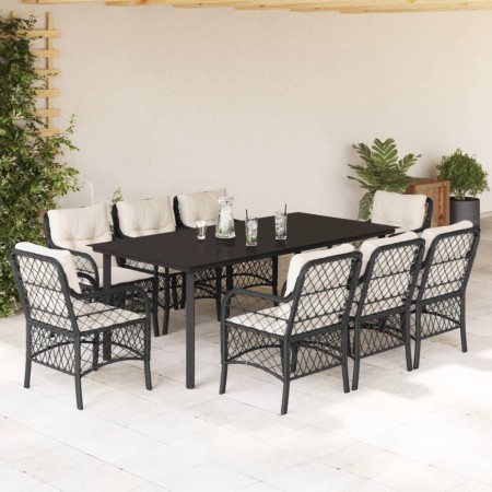 Set de comedor de jardín 9 pzas y cojines ratán sintético negro von , Gartensets - Ref: Foro24-3212095, Preis: 911,75 €, Raba...