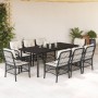 Set de comedor de jardín 9 pzas y cojines ratán sintético negro de , Conjuntos de jardín - Ref: Foro24-3212095, Precio: 880,84 €
