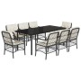 Set de comedor de jardín 9 pzas y cojines ratán sintético negro de , Conjuntos de jardín - Ref: Foro24-3212095, Precio: 880,84 €