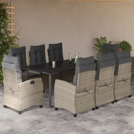 Set comedor de jardín 9 pzas cojines ratán sintético gris claro by , Garden sets - Ref: Foro24-3212860, Price: 1,00 €, Discou...