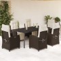 Set comedor de jardín 7 pzas con cojines ratán sintético marrón by , Garden sets - Ref: Foro24-3212986, Price: 1,00 €, Discou...