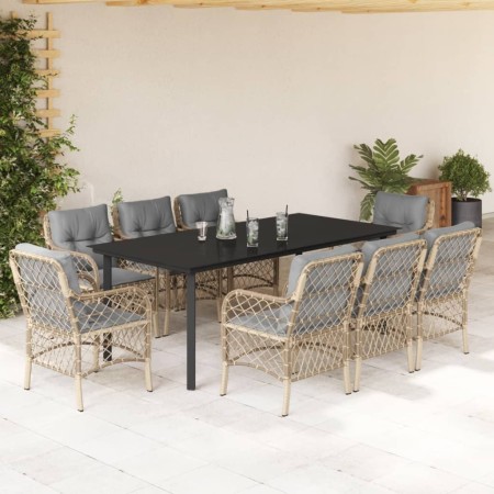 Set comedor de jardín 9 pzas con cojines ratán sintético beige von , Gartensets - Ref: Foro24-3212165, Preis: 1,00 €, Rabatt:...