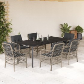 Set comedor jardín 7 pzas y cojines ratán sintético gris claro de , Conjuntos de jardín - Ref: Foro24-3212178, Precio: 813,05...
