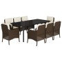 Set comedor para jardín 9 pzas y cojines ratán sintético marrón von , Gartensets - Ref: Foro24-3211947, Preis: 1,00 €, Rabatt...