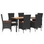 Set de comedor de jardín 7 pzas y cojines ratán sintético negro von , Gartensets - Ref: Foro24-3277513, Preis: 695,63 €, Raba...