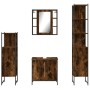 Set de muebles de baño 4 piezas madera contrachapada roble humo de , Muebles de baño - Ref: Foro24-3214772, Precio: 257,85 €,...