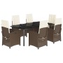 Set comedor de jardín 7 pzas con cojines ratán sintético marrón von , Gartensets - Ref: Foro24-3212347, Preis: 1,00 €, Rabatt...