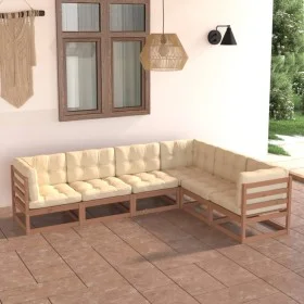 Gartenmöbel-Set 6-teilig und Kissen aus massivem Kiefernholz von vidaXL, Gartensets - Ref: Foro24-3076787, Preis: 695,25 €, R...