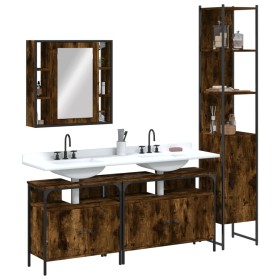 Set de muebles de baño 4 piezas madera contrachapada roble humo de , Muebles de baño - Ref: Foro24-3214747, Precio: 236,94 €,...
