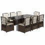 Set comedor para jardín 9 pzas y cojines ratán sintético marrón by , Garden sets - Ref: Foro24-3262984, Price: 990,25 €, Disc...