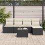 Conjunto de sofá de jardín con cojín 6 pcs Negro Poliratán