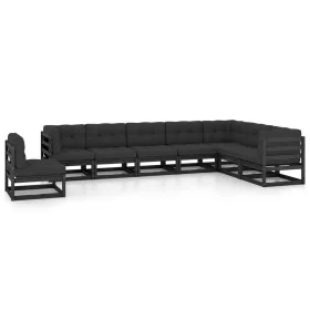 8-piece garden furniture set with black pine wood cushions by vidaXL, Garden sets - Ref: Foro24-3076828, Price: 901,38 €, Dis...