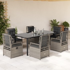 Set comedor jardín 7 pzas y cojines ratán sintético gris claro de , Conjuntos de jardín - Ref: Foro24-3263039, Precio: 803,46 €