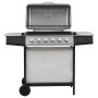 Barbacoa portátil de gas con 6 zonas plateada acero inoxidable de , Barbacoas - Ref: Foro24-276154, Precio: 325,22 €