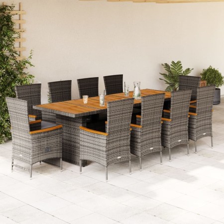 Set de comedor de jardín 11 pzas y cojines ratán sintético gris by , Garden sets - Ref: Foro24-3277551, Price: 1,00 €, Discou...